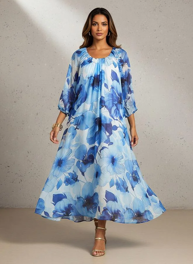 ايكونيك فستان ميدي بطبعة زهور أيقونية مع جيوب